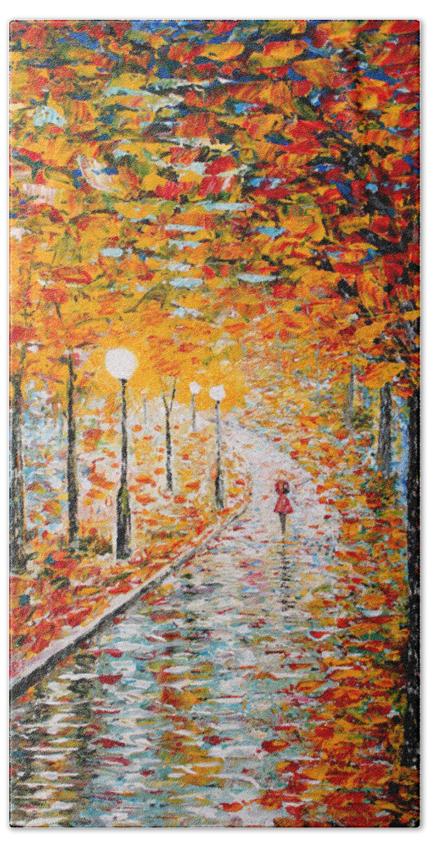 Rainy Reflections Autumn Evening Acrylic Palette Knife Painting by Georgeta  Blanaru