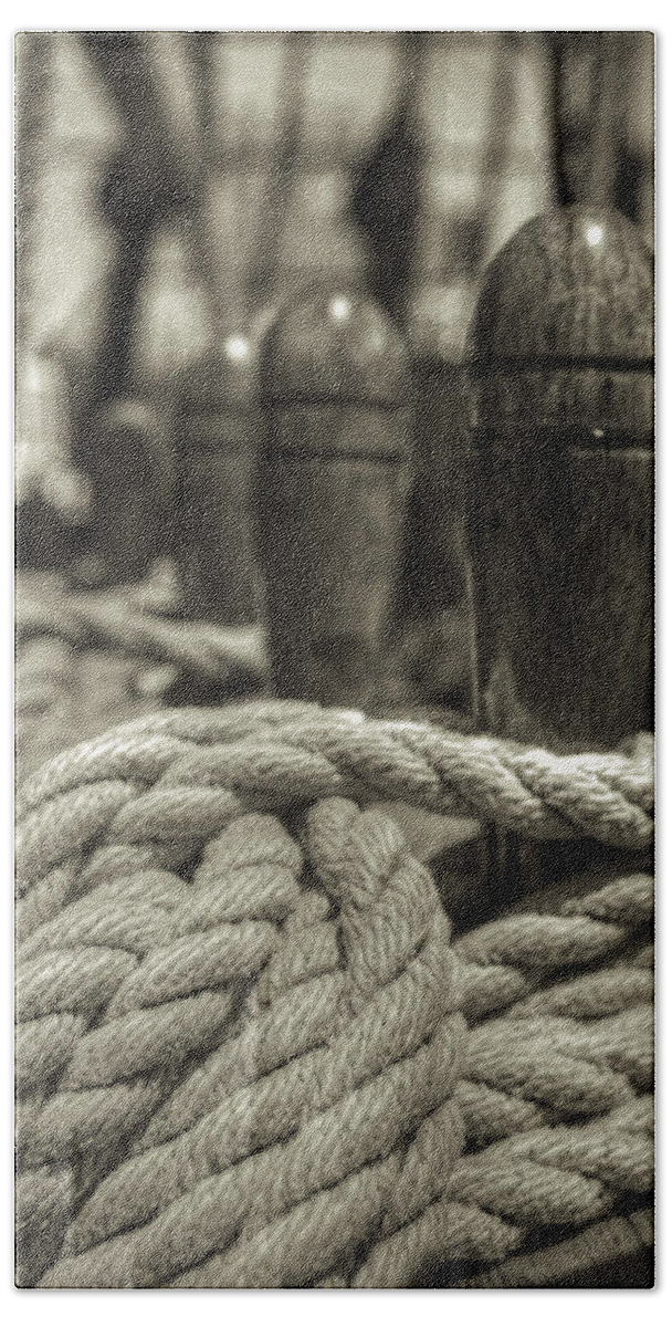 Rope Beach Sheet featuring the photograph Ready For Work Black and White Sepia by Scott Campbell