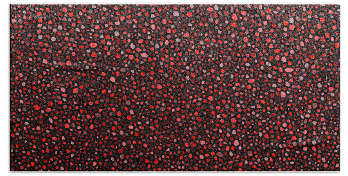Red Beach Towel featuring the digital art Red and Black Circles by Janice Dunbar