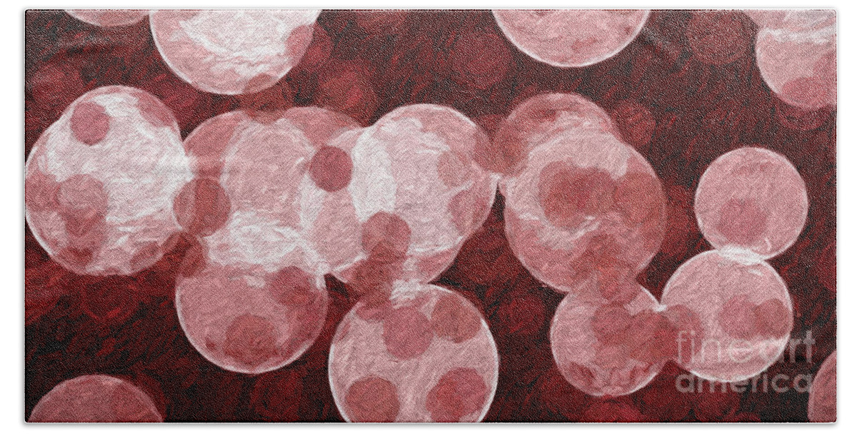 Andee Design Abstract Beach Towel featuring the digital art Red And White Blood Cells Painterly by Andee Design