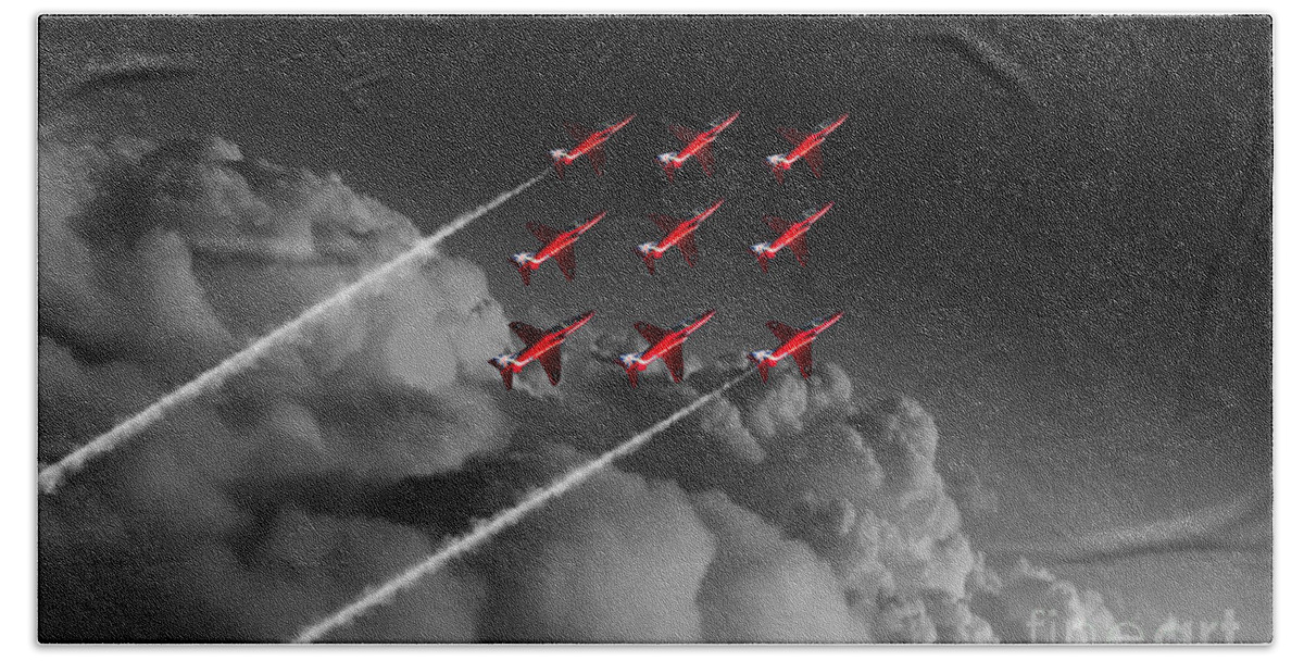 Red Beach Towel featuring the digital art Red Arrows Diamond 9 - Pop by Airpower Art
