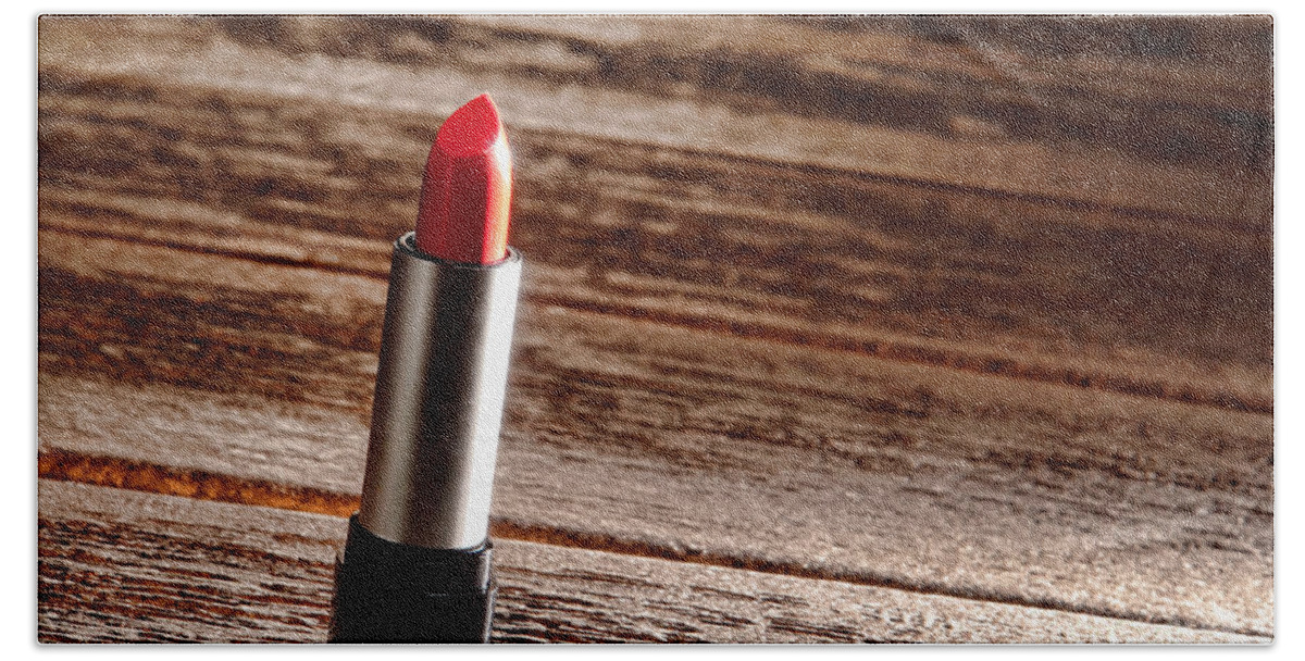 Lipstick Beach Towel featuring the photograph Red Lipstick by Olivier Le Queinec