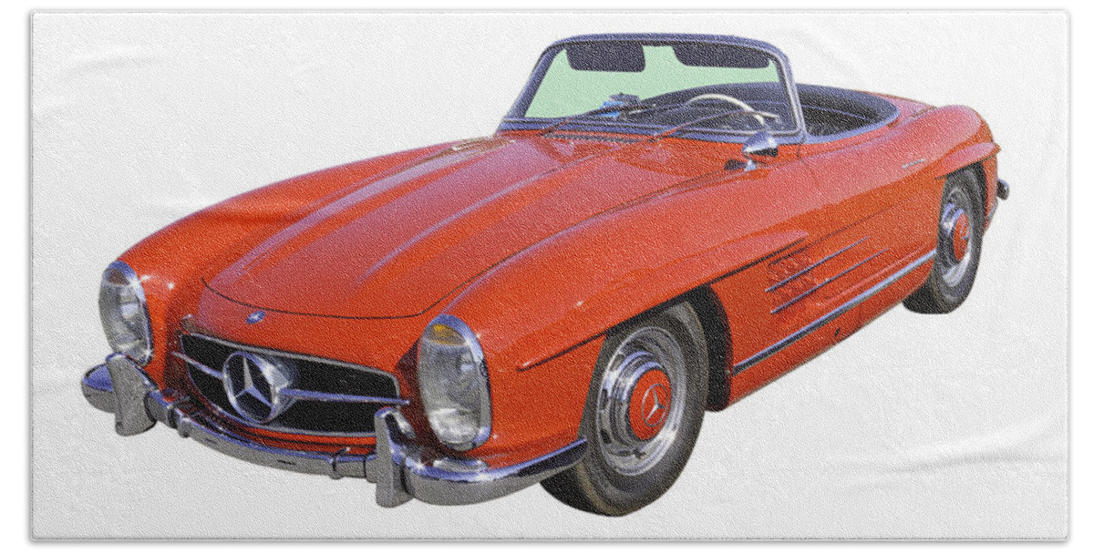 Mercedes Beach Towel featuring the photograph Red Mercedes Benz 300 SL Convertible by Keith Webber Jr