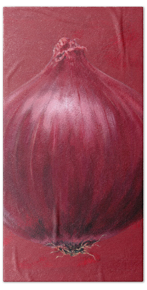 Brian James Beach Towel featuring the painting Red Onion by MGL Meiklejohn Graphics Licensing