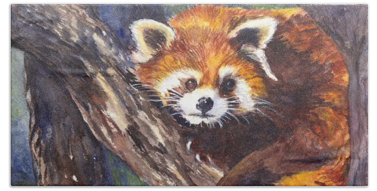 Painting Beach Sheet featuring the painting Red Panda by Carol Wisniewski