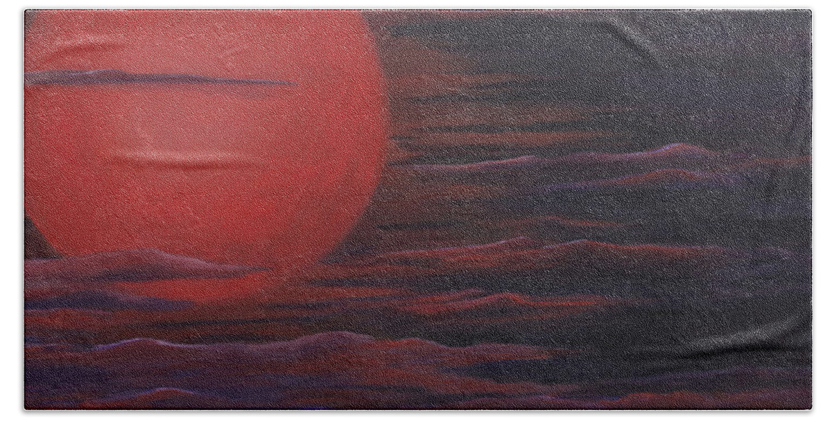 Acrylic Paintings Beach Towel featuring the painting Red Sky A Night by Michelle Joseph-Long