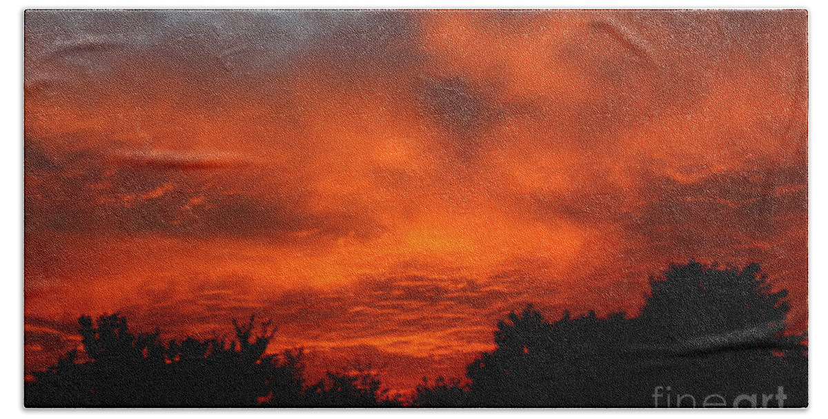 Red Sunset Beach Towel featuring the photograph Red Sunset by Jeremy Hayden