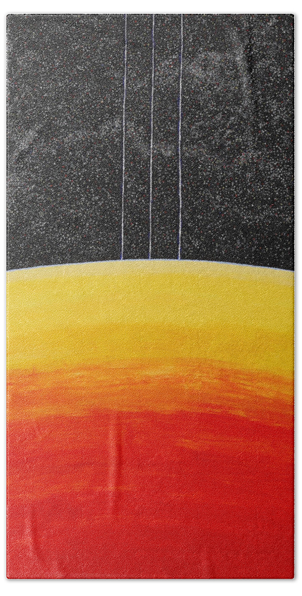 Space Beach Towel featuring the painting Red to Yellow Spacescape by Jesse Jackson Brown