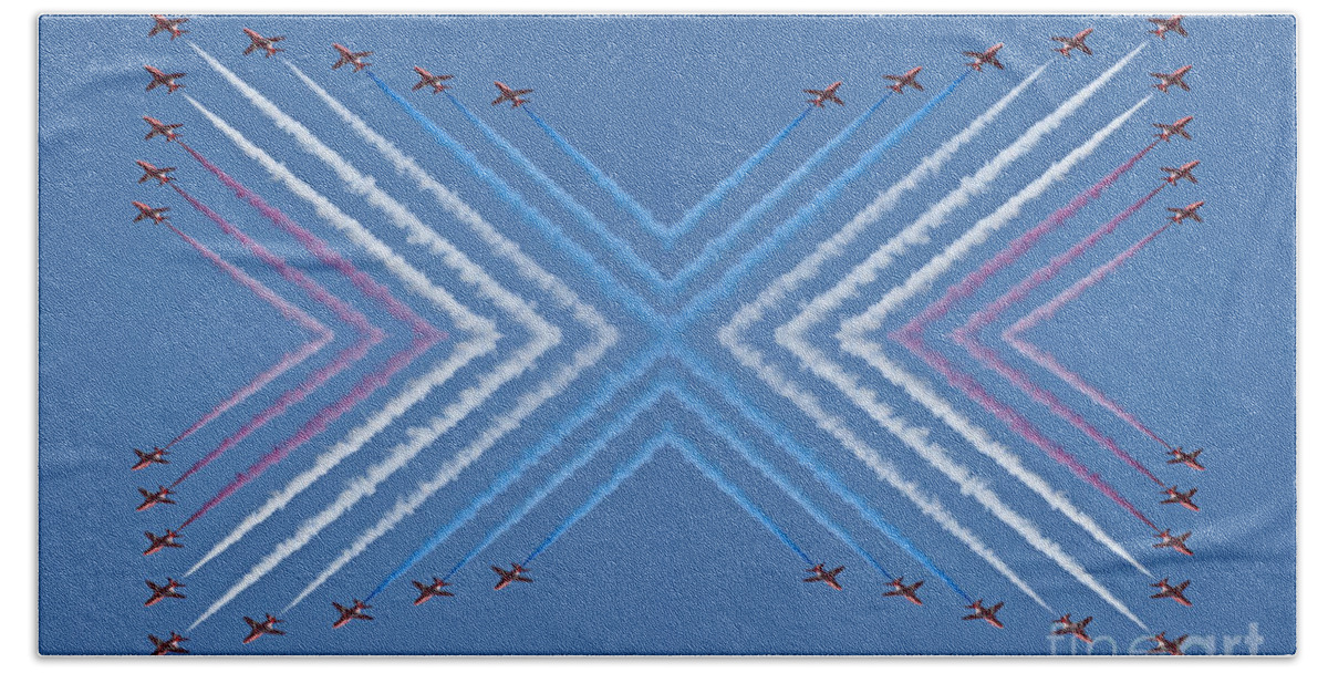 Red Arrows Beach Towel featuring the photograph Red X by Steve Purnell