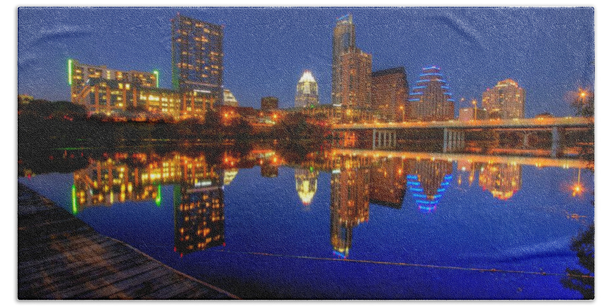 Austin Beach Towel featuring the photograph Reflections by Dave Files