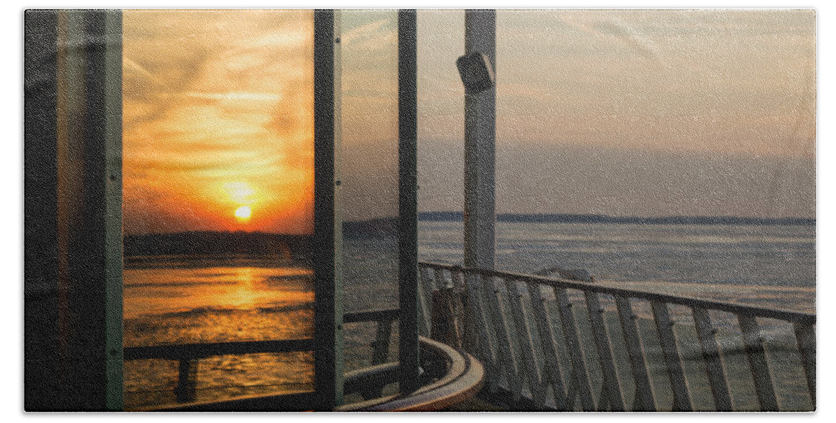 Sunset Beach Towel featuring the photograph Reflections of a Chesapeake Sunset by Bill Swartwout