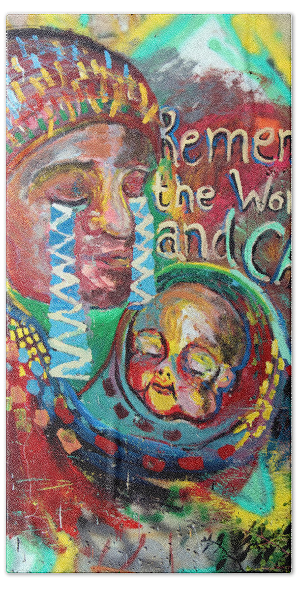 Woman And Child Beach Towel featuring the photograph Remember the Women n Children by Munir Alawi