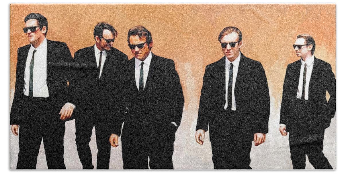 Reservoir Dogs Paintings Beach Towel featuring the painting Reservoir Dogs Movie Artwork 1 by Sheraz A