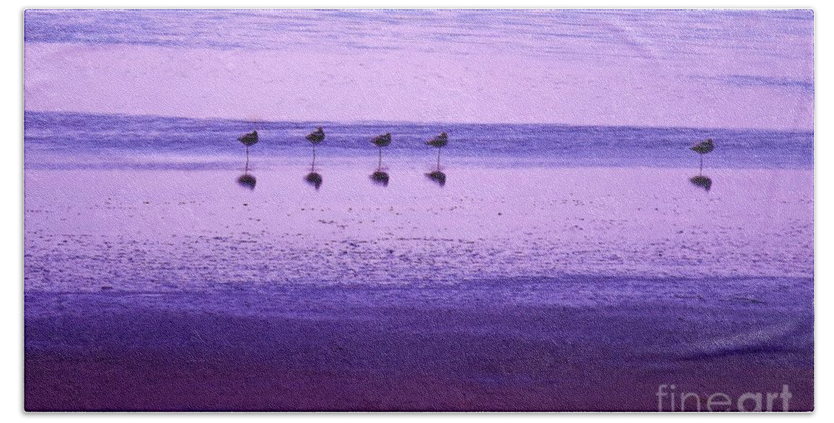 American Avocets Beach Towel featuring the photograph Avocets Resting in the Sunset by Michele Penner