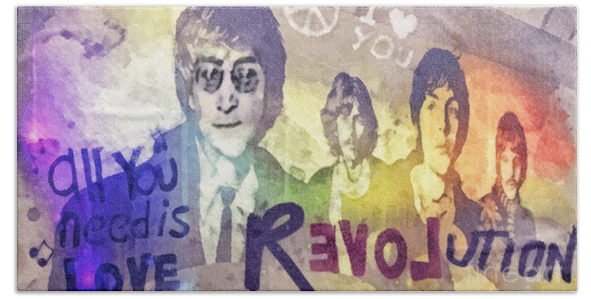 Revolution Beach Towel featuring the mixed media Revolution by Mo T