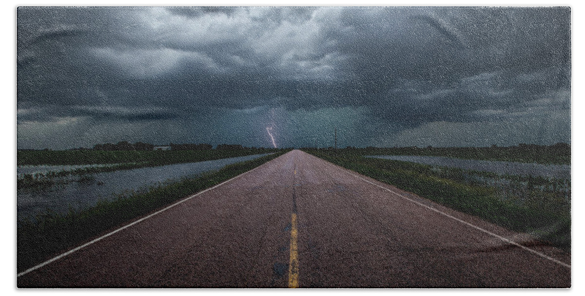 Road To Nowhere Beach Sheet featuring the photograph Ride the Lightning by Aaron J Groen