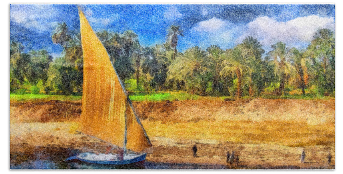 Rossidis Beach Towel featuring the painting River Nile by George Rossidis