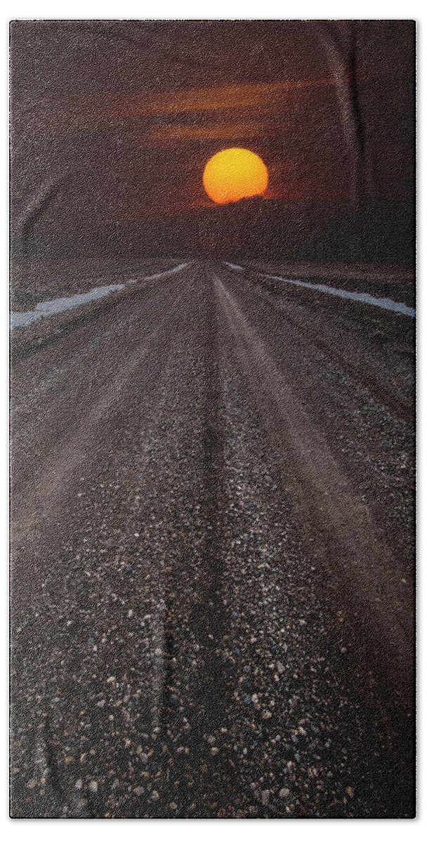 Sun Beach Sheet featuring the photograph Road to the Sun by Aaron J Groen