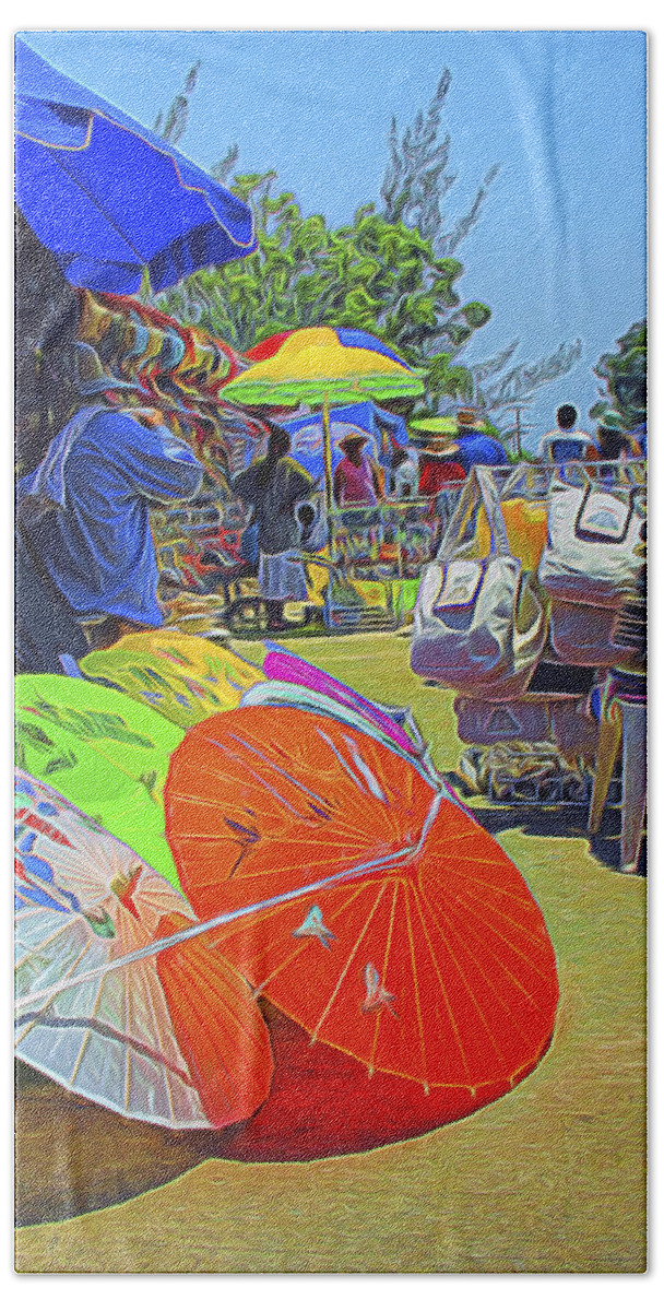 Mexico Beach Towel featuring the digital art Roadside Market by William Horden