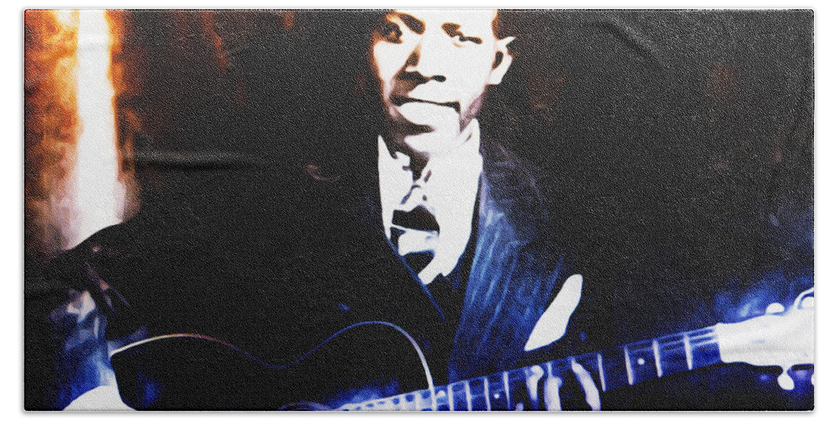 Robert Johnson Beach Towel featuring the photograph Robert Johnson - King of the Blues by Bill Cannon