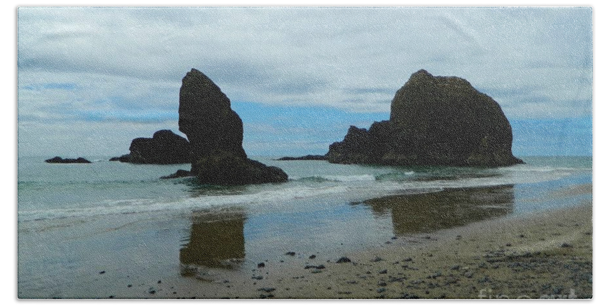 Rocks Beach Towel featuring the photograph Rock Reflections by Gallery Of Hope 