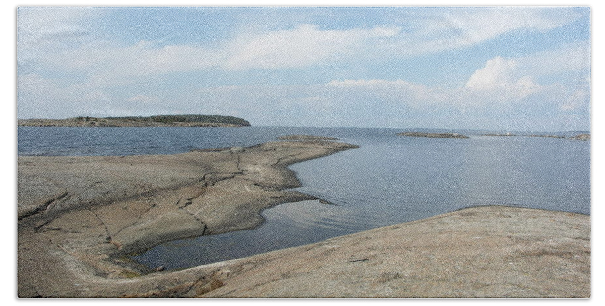 Sea Beach Towel featuring the photograph Rocky Coastline in Hamina by Ilkka Porkka
