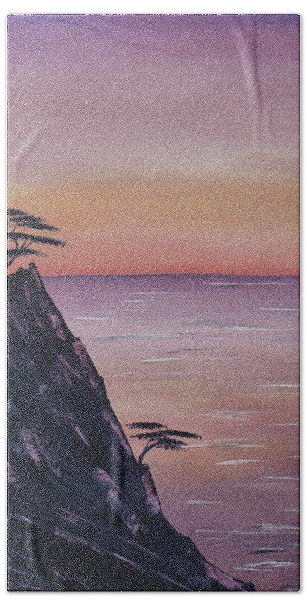 Painting Beach Towel featuring the painting Rocky Sunset by Barbara St Jean