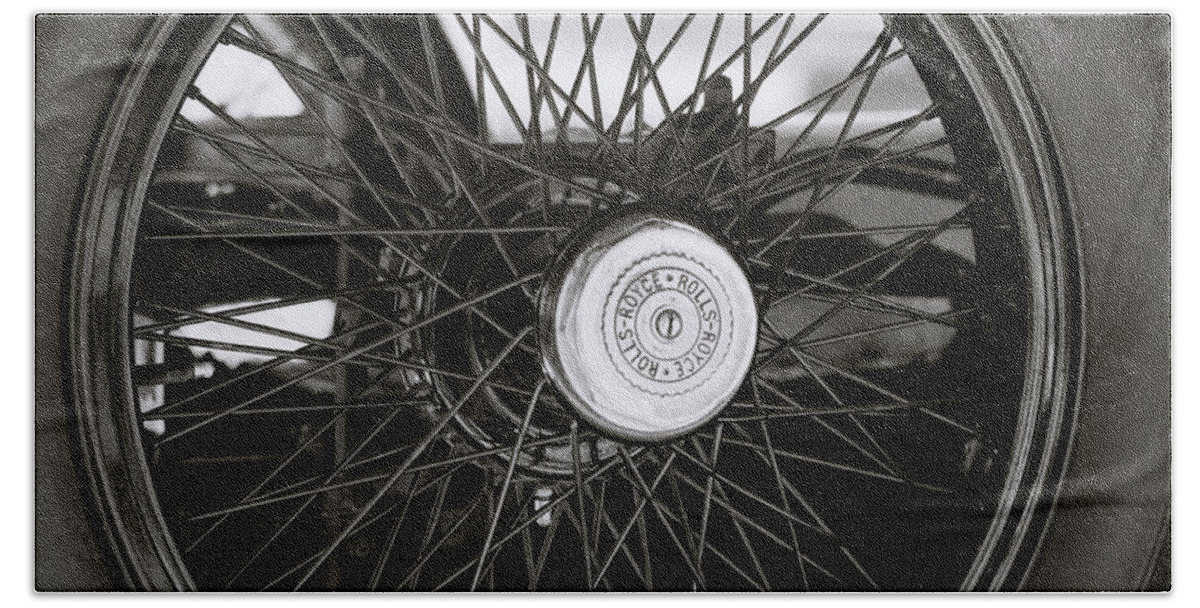 Car Beach Sheet featuring the photograph Rolls Royce Wheel by Shaun Higson
