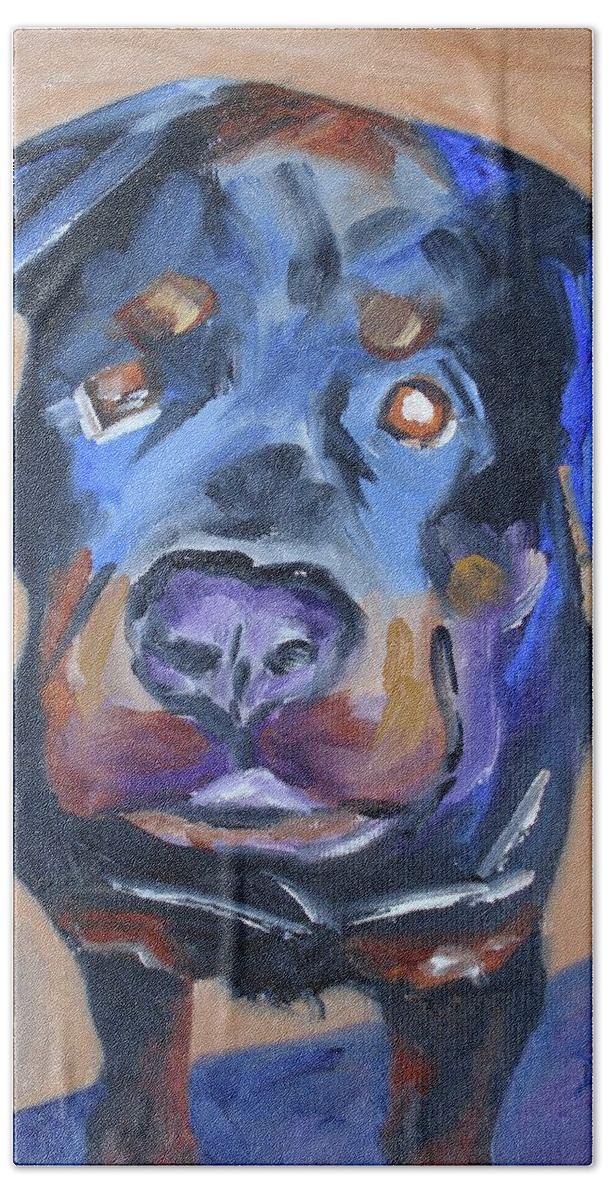 Rottweiler Beach Towel featuring the painting Roman by Donna Tuten
