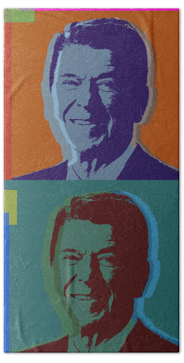 Ronald Reagan Beach Towel featuring the digital art Ronald Reagan by Jean luc Comperat
