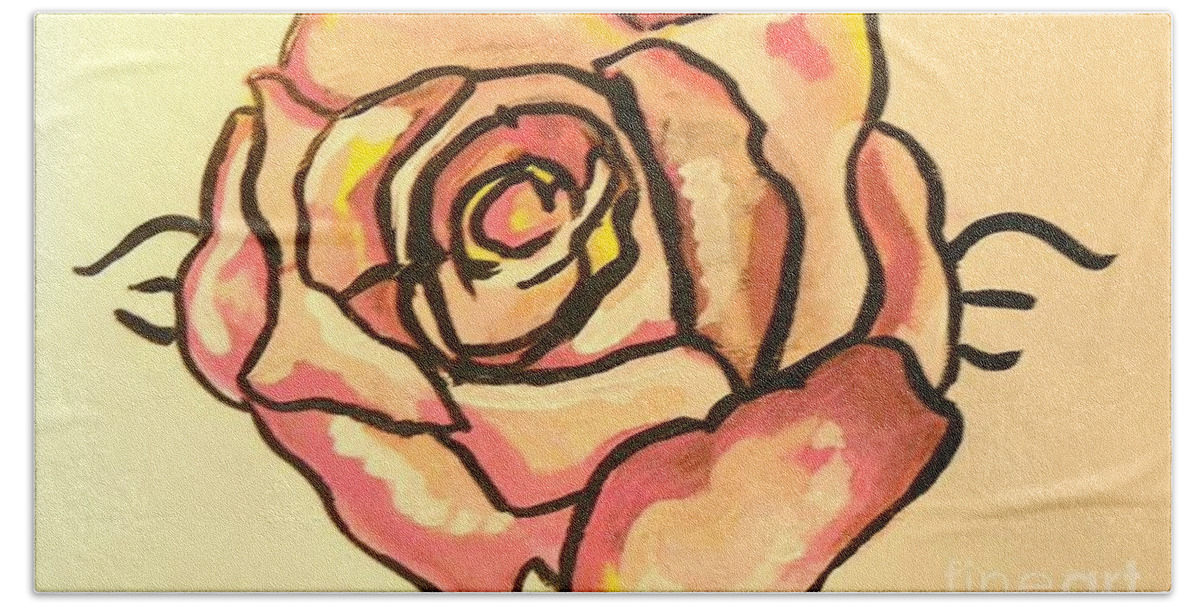 Art Beach Sheet featuring the painting Rose Pink by Marisela Mungia