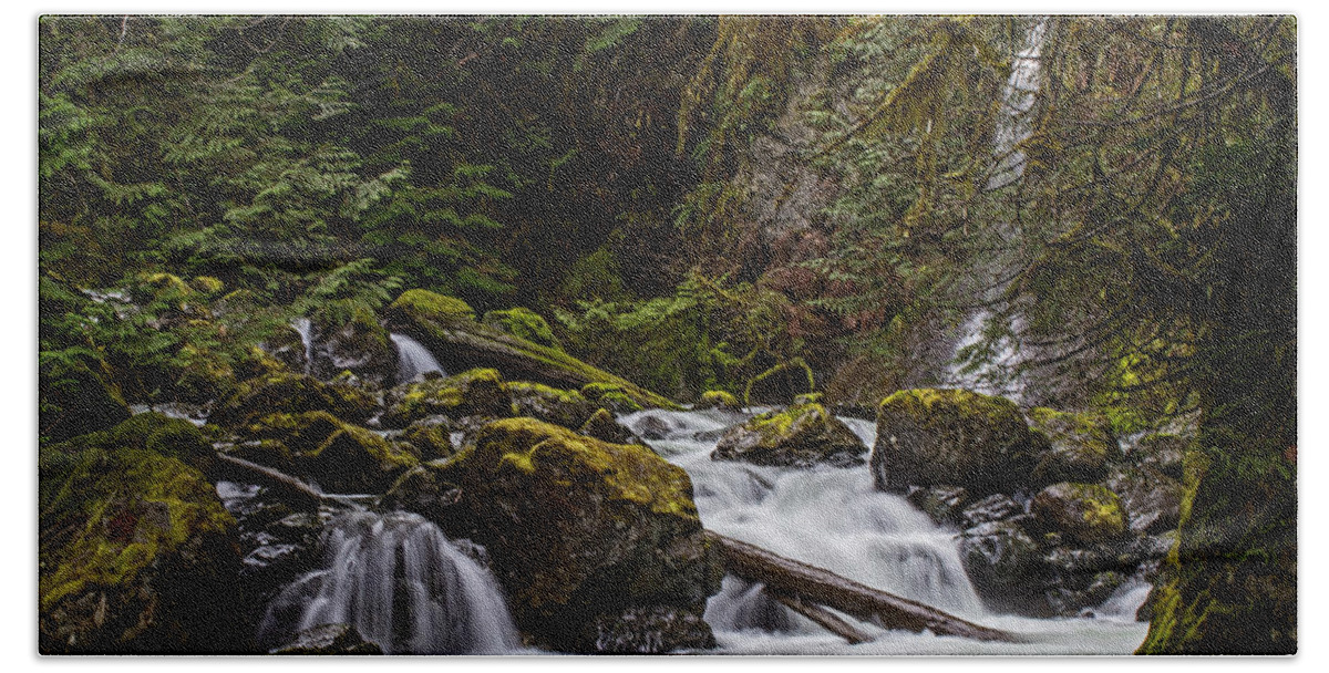 Water Beach Towel featuring the photograph Rosewall Falls by Randy Hall