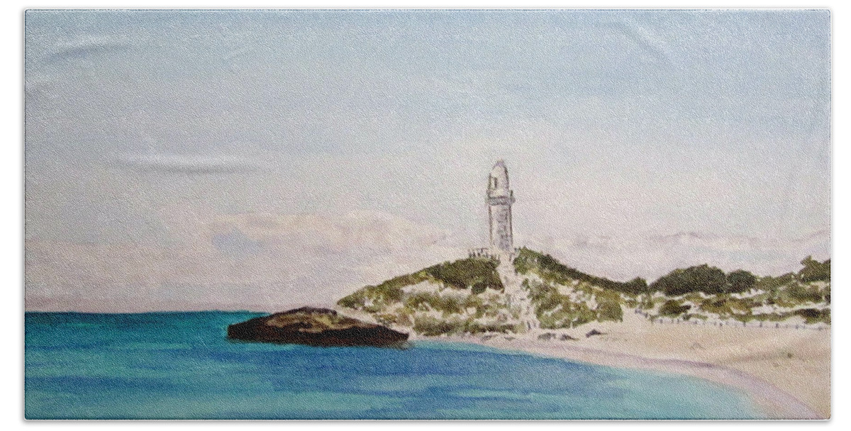 Seascape Beach Sheet featuring the painting Rottnest Island Australia by Elvira Ingram