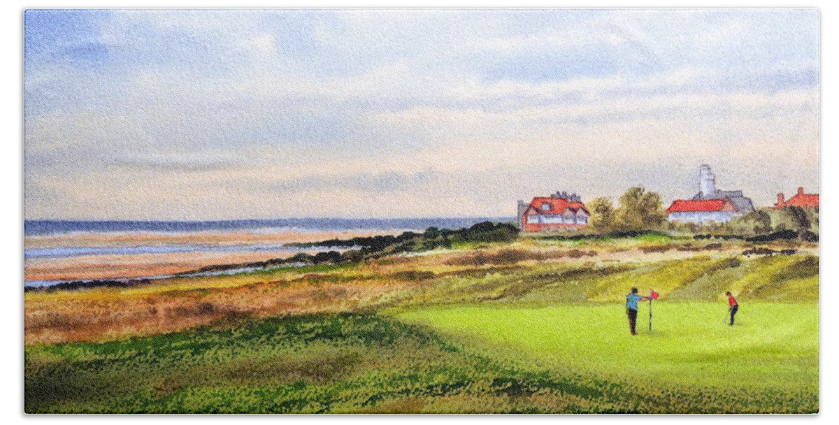 Golf Beach Towel featuring the painting Royal Liverpool Golf Course Hoylake by Bill Holkham