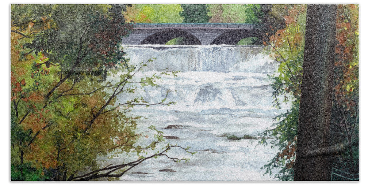 Watercolor Trees Beach Sheet featuring the painting Rushing Water - Quiet Thoughts by Barbara Jewell