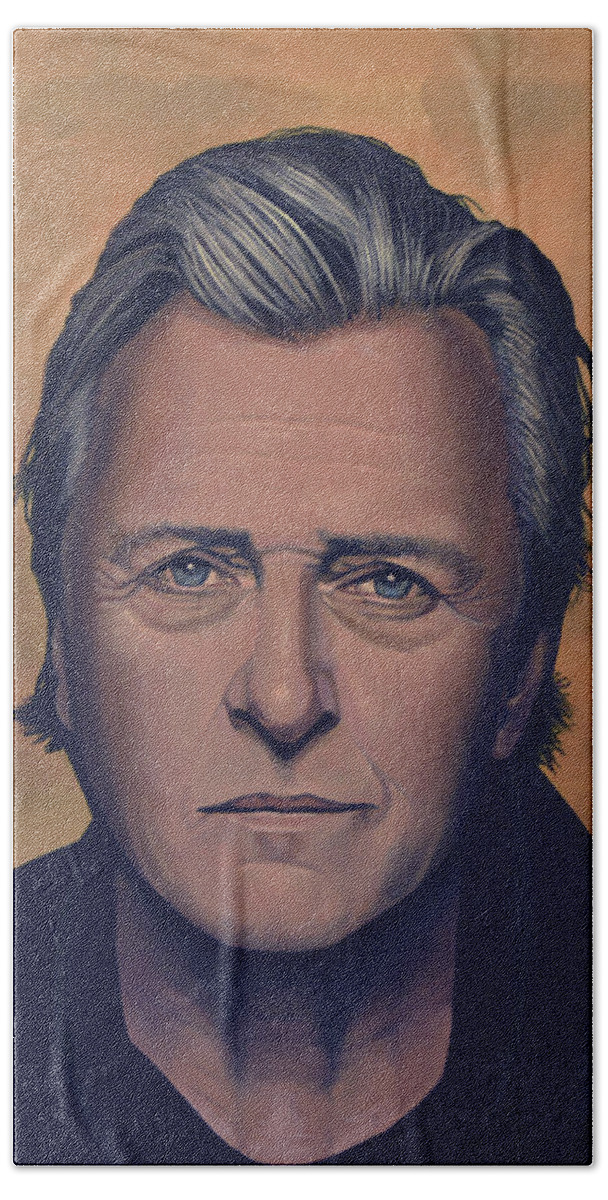 Rutger Hauer Beach Sheet featuring the painting Rutger Hauer by Paul Meijering