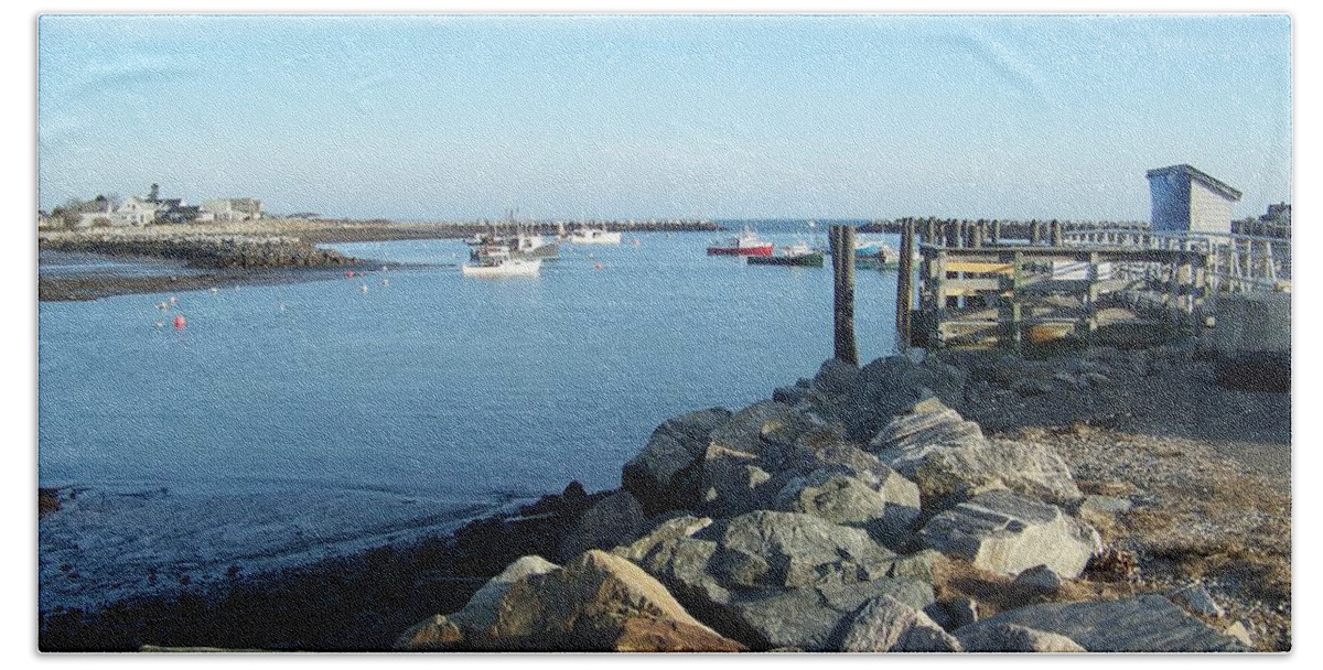 Rye Nh Beach Towel featuring the photograph Rye Harbor by Eunice Miller