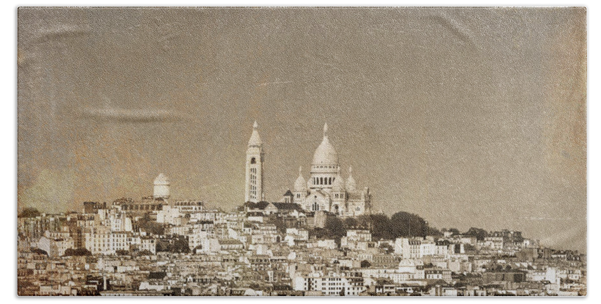 Montmartre Beach Sheet featuring the photograph Sacre Coeur basilica of Montmartre in Paris by Dutourdumonde Photography