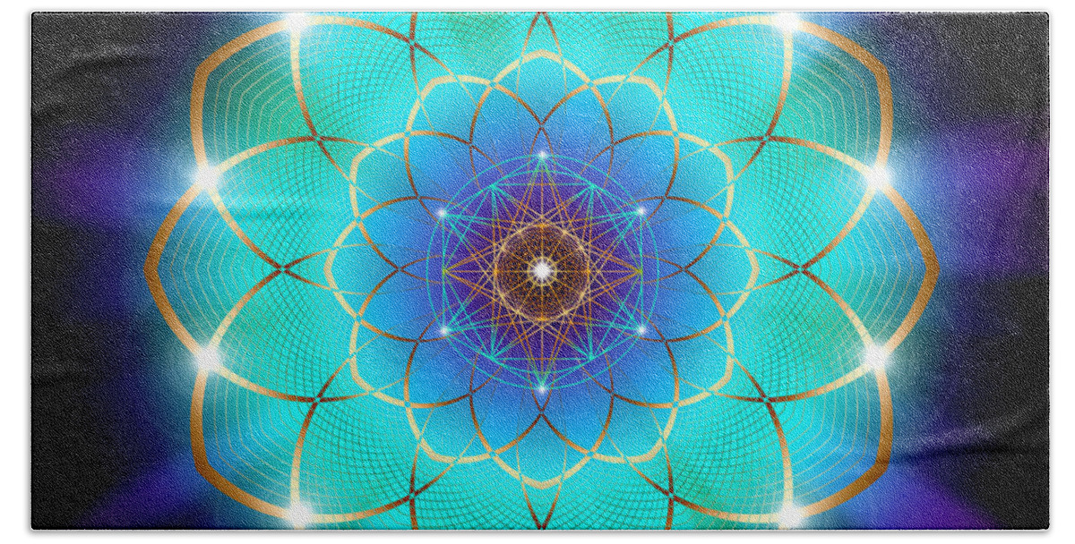 Endre Beach Towel featuring the digital art Sacred Geometry 209 by Endre Balogh