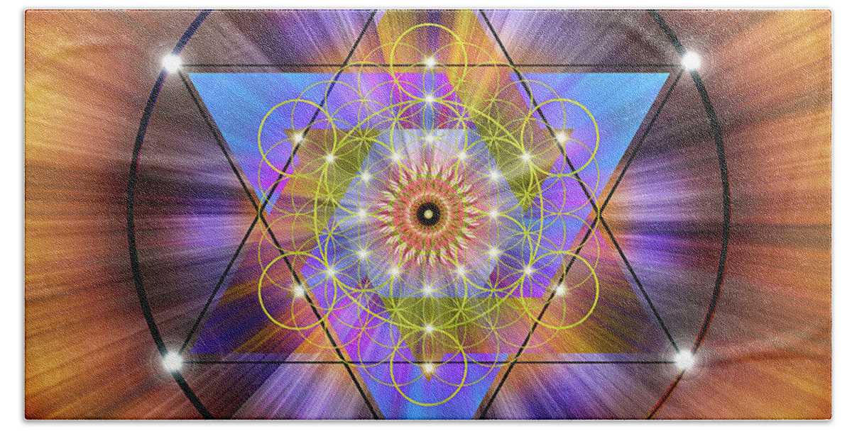 Endre Beach Towel featuring the digital art Sacred Geometry 44 by Endre Balogh