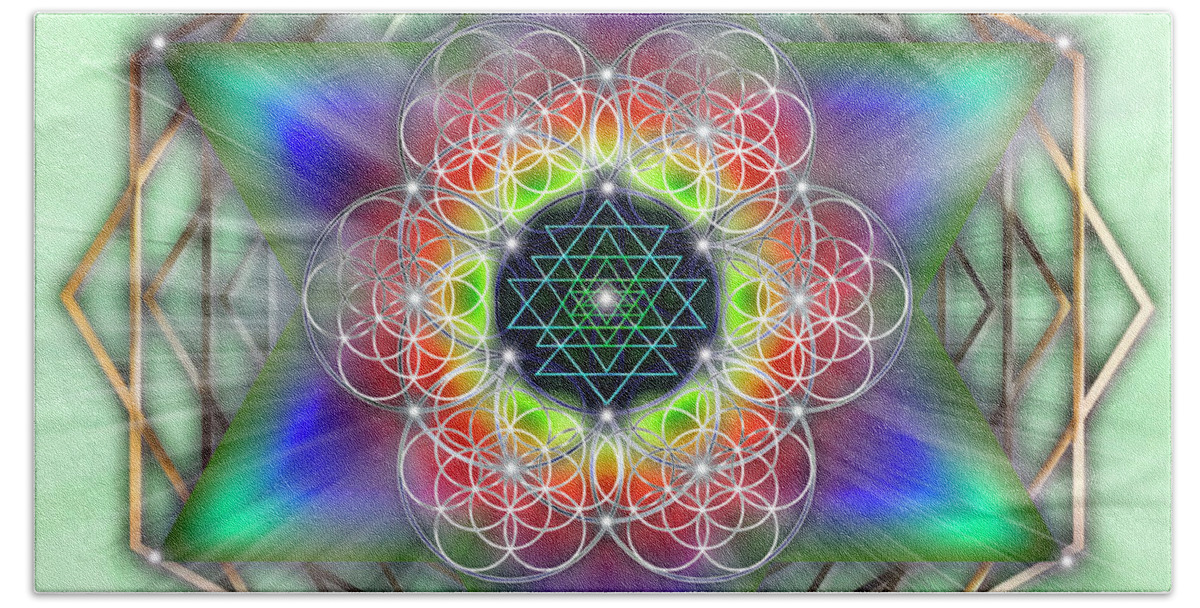 Endre Beach Towel featuring the digital art Sacred Geometry 65 Number 3 by Endre Balogh