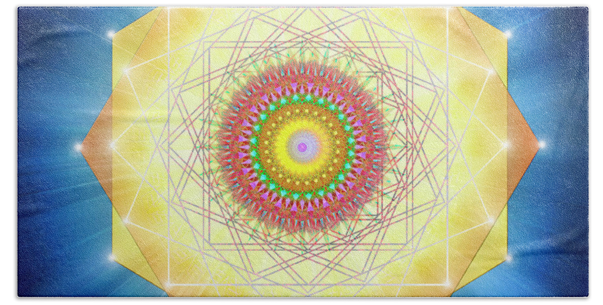 Endre Beach Towel featuring the digital art Sacred Geometry 66 by Endre Balogh