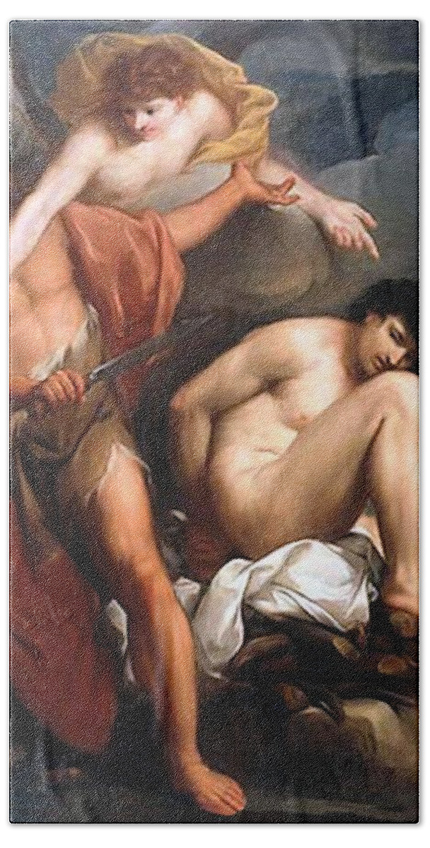 Sacrifice Of Isaac Beach Towel featuring the painting Sacrifice of Isaac by Gregorio Lazzarini
