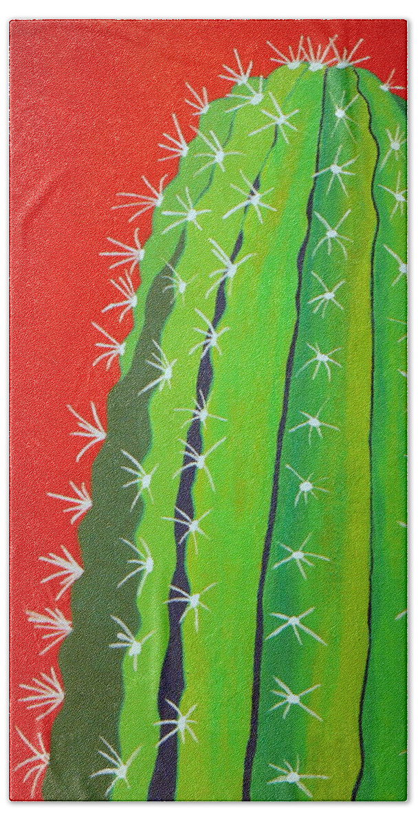 Cactus Beach Sheet featuring the painting Saguaro Cactus by Karyn Robinson
