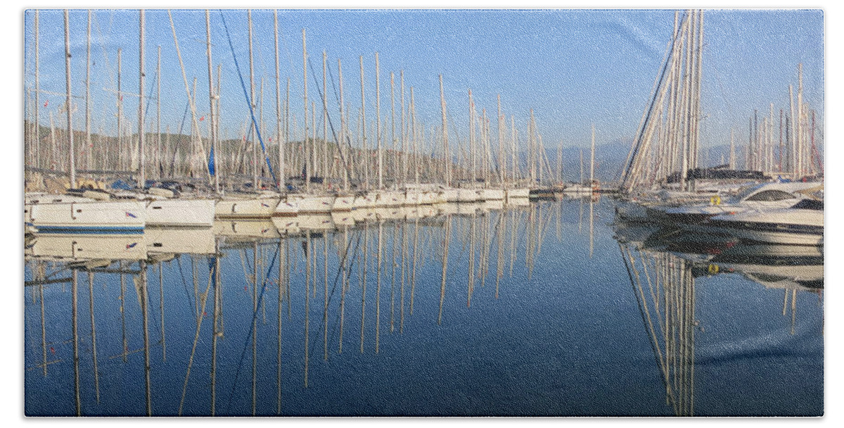 Sailboat Reflections Beach Sheet featuring the photograph Sailboat Reflections by Phyllis Taylor