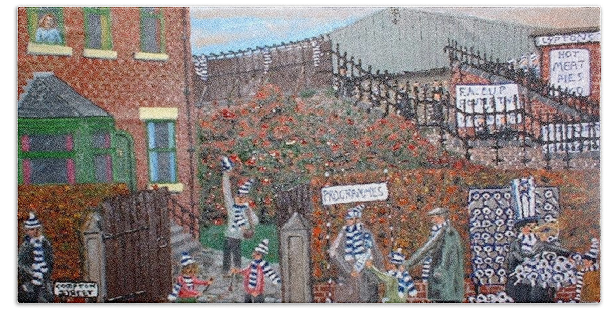 Chesterfield Beach Towel featuring the painting Saltergate Kop End by Asa Jones