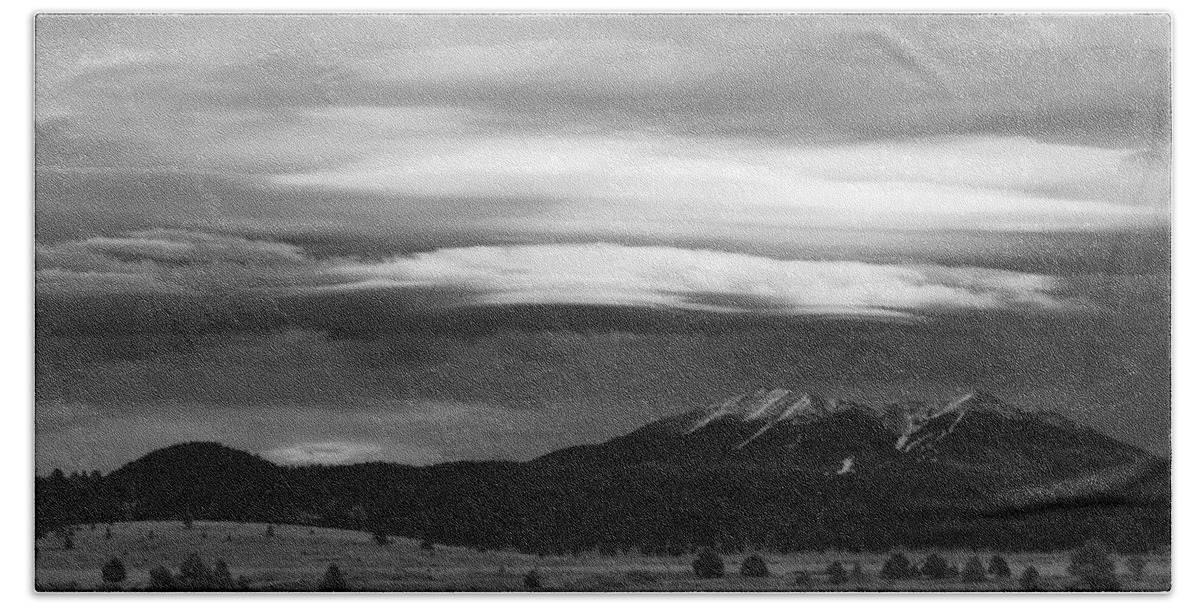 Williams Beach Towel featuring the photograph San Francisco Peaks From Williams by Mike Herdering