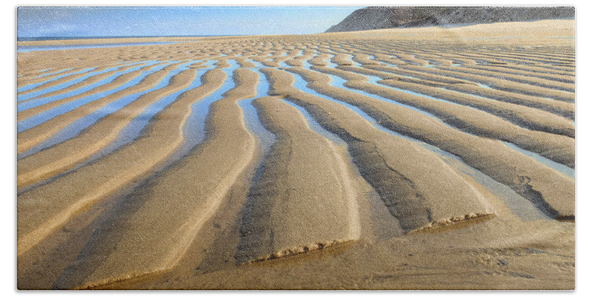 Sand Beach Towel featuring the photograph Sand Ripples At Low Tide by Darius Aniunas