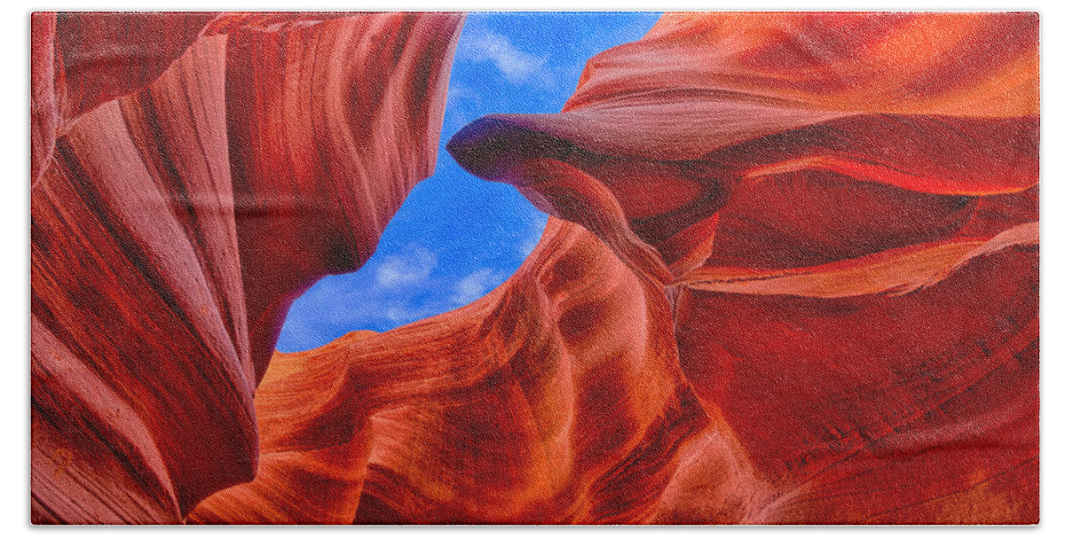 Antelope Canyon Beach Sheet featuring the photograph Sandstone Curves in Antelope Canyon by Greg Norrell