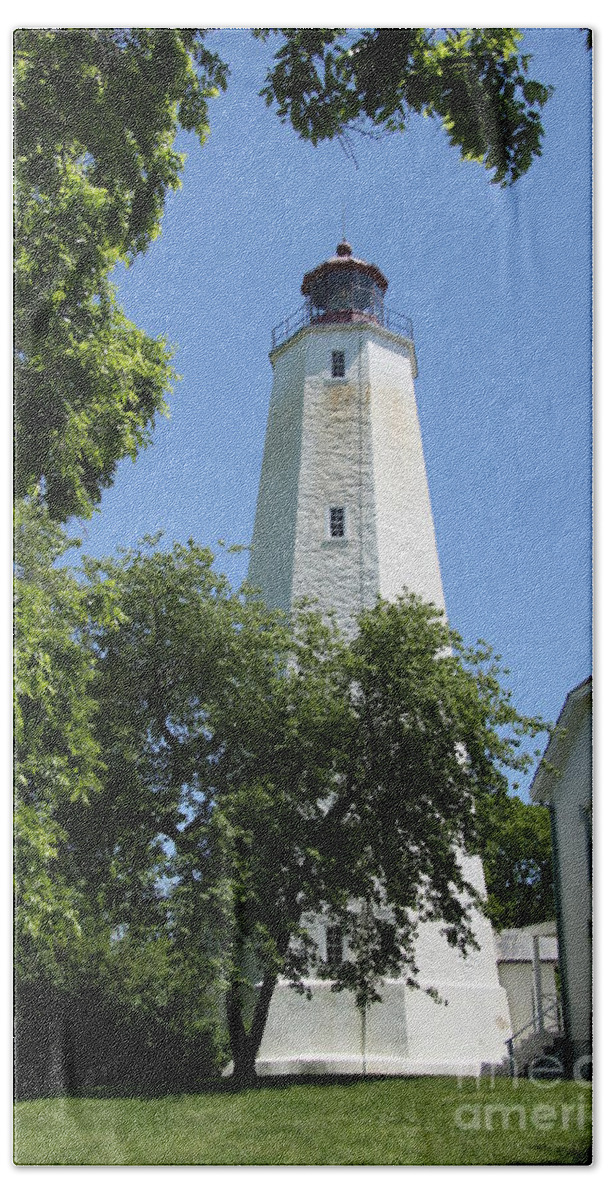 Lighthouse Beach Towel featuring the photograph Sandy Hook Lighthouse by Christiane Schulze Art And Photography